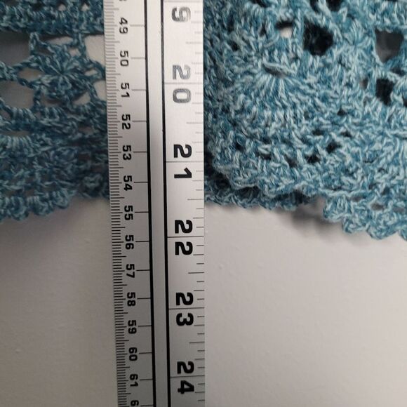 Vintage teal open knit drawstring waist y2k short sleeve cardigan Size large - Picture 6 of 6